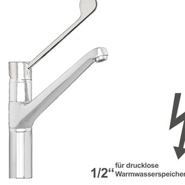 Spültischbatterie Lena | für drucklose Speicher | langer Hebel auf Säule Ausladung 250 mm Produktbild