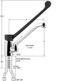 Spültischbatterie maxum | schwarz Ausladung 250 mm Produktbild 1 S