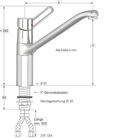 Spültischbatterie LANA Ausladung 250 mm Produktbild 1 S