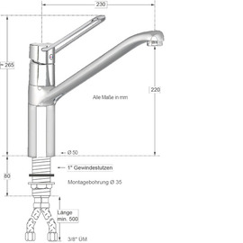 Spültischbatterie puna | kurzer Ringhebel auf Säule Produktbild 1 S