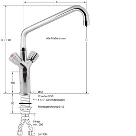 Säulenbatterie 3/4" | Zweigriffmischer H 420 mm Ausladung 250 mm Produktbild 1 S