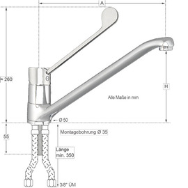 Spültischbatterie juna | langer Hebel | chromfarben Ausladung 300 mm Produktbild 1 S