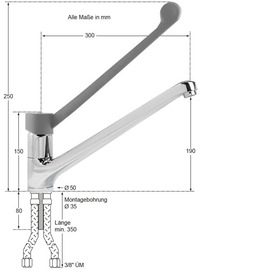 Spültischbatterie xena | langer Hebel Ausladung 300 mm Produktbild 1 S
