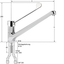 Spültischbatterie Lena | langer Hebel Ausladung 300 mm Produktbild 1 S