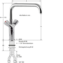 Säulenbatterie profi 3/4" | Zweigriffmischer Ausladung 300 mm Produktbild 1 S