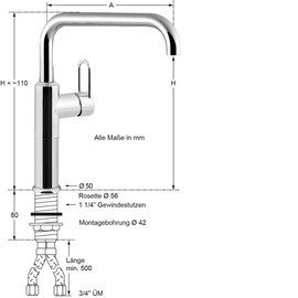 Säulenbatterie profi 3/4" | Hebelmischer Ausladung 300 mm Produktbild 1 S