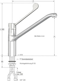 Spültischbatterie juna | chromfarben Ausladung 300 mm Produktbild 1 S