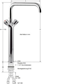 Säulenbatterie profi 3/4" H Säule 300 mm Ausladung 300 mm Produktbild 1 S