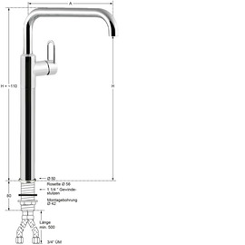 Säulenbatterie profi 3/4" C-Auslauf gerade | Hebelmischer Ausladung 300 mm Produktbild 1 S