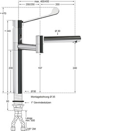 Spültischbatterie xara | langer Hebel auf Säule Ausladung 250 - 400 mm Produktbild