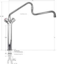 Säulenbatterie profi 3/4" | Pentachrom-Metallgriff H Säule 300 mm Ausladung 300 - 600 mm Produktbild 1 S