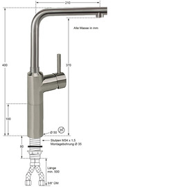 Säulenbatterie luxur 3/4" | Hebelmischer Ausladung 220 mm Produktbild 1 S
