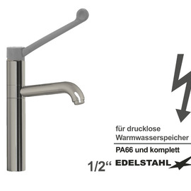 Spültischbatterie elyk | für drucklose Warmwasserspeicher auf Säule Ausladung 250 mm Produktbild