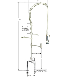 Geschirrspülbrausegarnitur 1/2" Zweiloch Hebelmischer | Auslauf mit 4-Flügel-Griff Produktbild 1 S