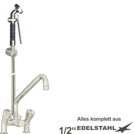 Mehrzweck-Reinigungsset vaxia Zweigriffmischer Zweiloch Standarmatur Brause schwarz | Schlauchlänge 800 mm Produktbild