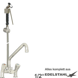 Mehrzweck-Reinigungsset vaxia Zweigriffmischer Zweiloch Standarmatur Brause schwarz | grau | Schlauchlänge 800 mm Produktbild