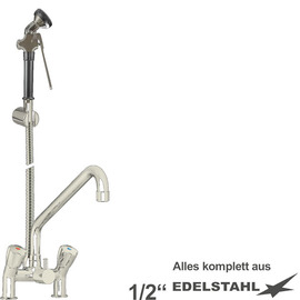 Mehrzweck-Reinigungsset vaxia Zweigriffmischer Zweiloch Standarmatur Brause schwarz | Schlauchlänge 800 mm C-Auslauf Produktbild