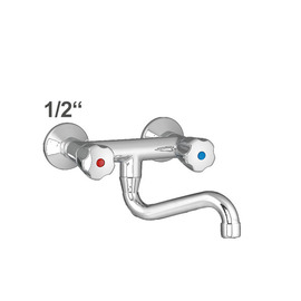 Wandbatterie chrome 1/2" Ausladung 170 mm | Pentachrom-Metallgriff schwenkbar 180° Produktbild