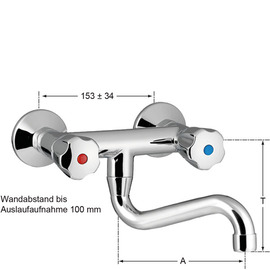 Wandbatterie chrome 1/2" Ausladung 170 mm | Pentachrom-Metallgriff schwenkbar 180° Produktbild 1 S