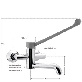 Wandbatterie xena 1/2" Ausladung 250 mm | langer Hebel Produktbild 1 S