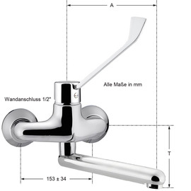 Wandbatterie GASTRO 1/2" Ausladung 250 mm | langer Hebel Produktbild 1 S