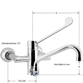 Wandbatterie maxum 1/2" Ausladung 300 mm | langer Hebel Produktbild 1 S
