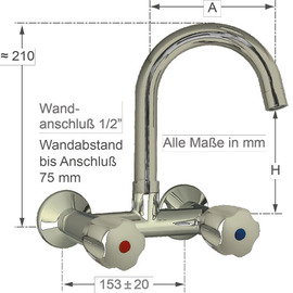 Wandbatterie texor 1/2" Ausladung 190 mm Produktbild 1 S
