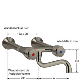 Wandbatterie CLASSIC 3/4" Ausladung 200 mm | Wandabstandsverlängerung 210 mm Produktbild 1 S