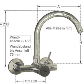 Wandbatterie lexur 1/2" Ausladung 190 mm Produktbild 1 S