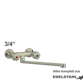 Wandbatterie CLASSIC 3/4" Edelstahl Ausladung 300 mm schwenkbarer Auslauf unten Produktbild