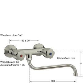 Wandbatterie claro 3/4" Ausladung 300 mm S-Auslauf unten Produktbild 1 S