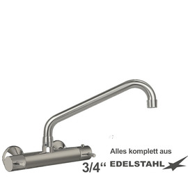 Wandbatterie ETHERM 3/4" Edelstahl Ausladung 300 mm C-Auslauf schräg Produktbild