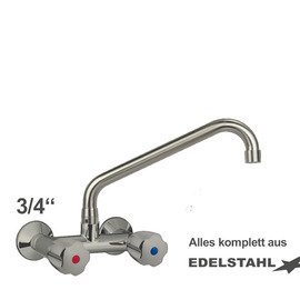Wandbatterie CLASSIC 3/4" Edelstahl Ausladung 300 mm C-Auslauf schräg Produktbild