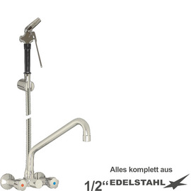 Mehrzweck-Reinigungsset vaxia Zweigriffmischer Wandarmatur Brause schmal | schwarz | Schlauchlänge 800 mm Produktbild