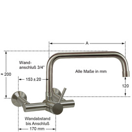 Wandbatterie Master Ausladung 300 mm erhöhter C-Auslauf gerade Produktbild 1 S