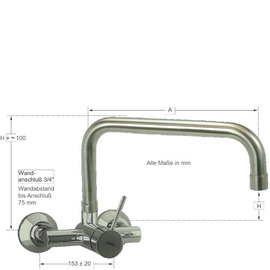 Wandbatterie Master 3/4" Ausladung 300 mm C-Auslauf gerade Produktbild 1 S