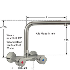 Wandbatterie tuxor 1/2" Ausladung 250 mm Produktbild 1 S