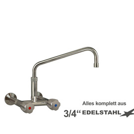 Wandbatterie CLASSIC 3/4" Edelstahl Ausladung 300 mm | Wandabstandsverlängerung 80 mm Produktbild