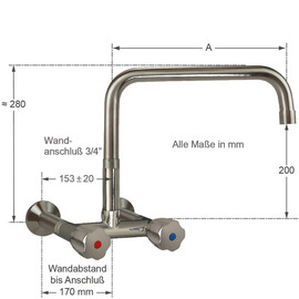 Wandbatterie classiq Ausladung 300 mm | Wandabstandsverlängerung 80 mm Produktbild 1 S