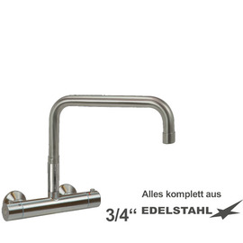 Wandbatterie ETHERM 3/4" Edelstahl Ausladung 300 mm erhöhter C-Auslauf gerade Produktbild