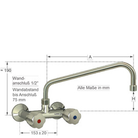Wandbatterie CLASSIC 1/2" Ausladung 250 mm C-Auslauf Produktbild 1 S