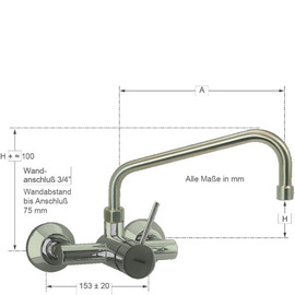 Wandbatterie Master 3/4" Ausladung 300 mm C-Auslauf schräg Produktbild 1 S