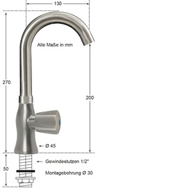 Standventil clarix 1/2" Ausladung 190 mm schwenkbar Produktbild 1 S