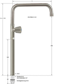 Standventil clarix 3/4" Ausladung 300 mm | Fußverlängerung 300 mm C-Auslauf gerade Produktbild 1 S