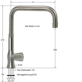 Standventil clarix 1/2" Ausladung 250 mm erhöhter C-Auslauf gerade Produktbild 1 S