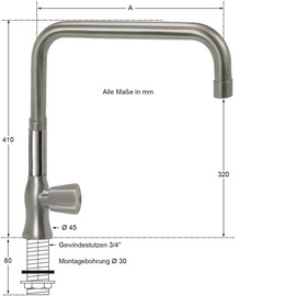 Standventil clarix 3/4" Ausladung 300 mm hoher C-Auslauf gerade Produktbild 1 S