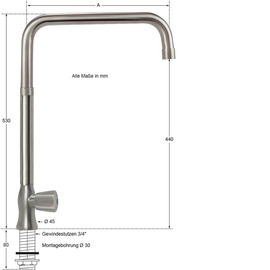Standventil clarix 3/4" Ausladung 300 mm Produktbild 1 S