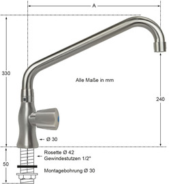 Standventil clarix 3/4" Ausladung 300 mm C-Auslauf schräg Produktbild 1 S