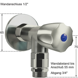 Wandventil 1/2" clarix Ventilabgang 3/4" | mit Rohrbelüfter | Sechskantgriff Produktbild 1 S