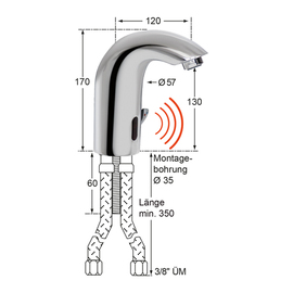 Sensor-Einlochbatterie 1/2" Ausladung 120 mm Auslaufhöhe 130 mm Produktbild 1 S